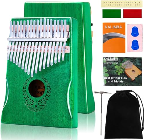 Kalimba 17 Schlüssel Daumenklavier - Tragbares Mbira Sanza Finger Piano Professionelles Musikinstrument Marimbaphone mit Lernanleitung, Stimmhammer für Kinder Erwachsene Anfänger von laqula