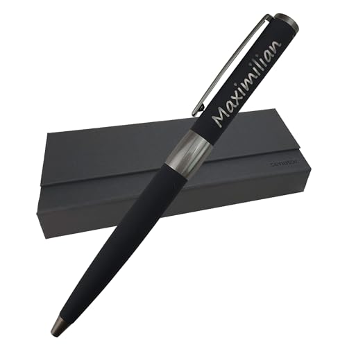 laser-diele Personalisierter Kugelschreiber mit Gravur in Geschenkbox - Hochwertiger Gravierter Kugelschreiber mit Namen - Stift mit Gravur – Senator von laser-diele