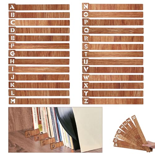 26 Stück Vinyl Schallplatten Trenner, A-Z Holz Vinyl-Schallplatten-Alphabet-Organizer Vinyl-Schallplatten-Trenner Organizer-Anleitungen für Album CD DVD Medienbuch Regalaufbewahrung von lasuroa