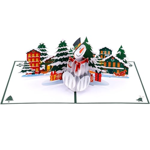 3D Weihnachtskarten, Weihnachtskarten Pop up mit Umschlag-Briefkarte Feiertags-Frohe-Weihnachtskarten für Familie Freunde Festival Weihnachtsfeier (Schneemann-Stil) von lasuroa