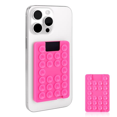 Handyhülle mit Saugnapf, Wiederverwendbar Saugnapf Handyhülle Saugnapf-Handyhüllenkleber Handyhüllen-Montagematte Mobile-Halter-Zubehör für Selfies und Videos (Pink) von lasuroa