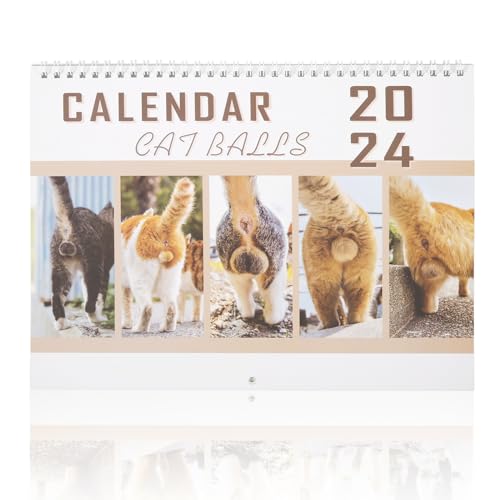 Katzenball-Kalender 2024, Lustiger 12-Monats-Wandkalender Januar-Dezember Humor-Gag-Geschenk für die Beste Freundin Heim-Wandkunst-Dekoration Bürobedarf von lasuroa
