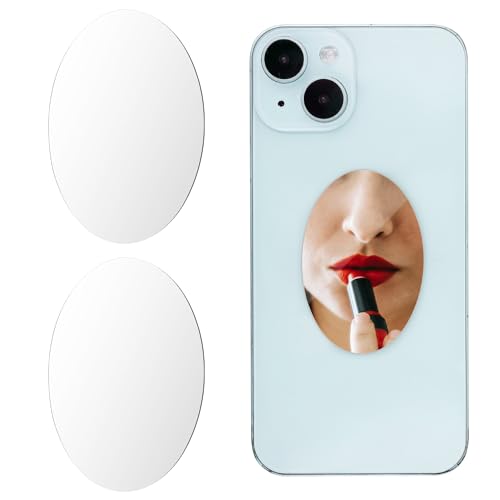lasuroa 2 Stück Spiegel Aufkleber für Handy, Spiegel für die Rückseite des Telefons Make-up-Spiegel-Handyhülle zum Aufkleben Spiegel-Handyanhänger Acryl Spiegelaufkleber für Handyhülle (Oval) von lasuroa