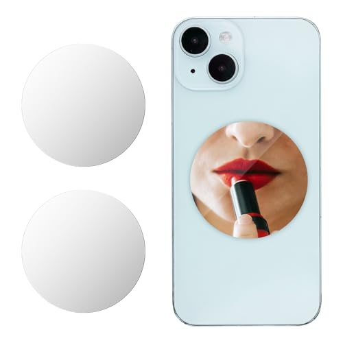 lasuroa 2 Stück Spiegel Aufkleber für Handy, Spiegel für die Rückseite des Telefons Make-up-Spiegel-Handyhülle zum Aufkleben Spiegel-Handyanhänger Acryl Spiegelaufkleber für Handyhülle (Runden) von lasuroa