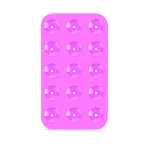 lasuroa Silikon Saugnapf Handy, Doppelseitig Handy Saugnapf Halterung Telefonhalter mit Saugnapf Klebriger Griff Mehrzweck Handyhülle mit Saugnapf für Dusche Spiegel Auto Selfies (Dunkelpink) von lasuroa