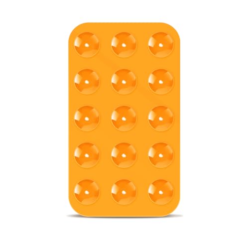 lasuroa Silikon Saugnapf Handy, Doppelseitig Handy Saugnapf Halterung Telefonhalter mit Saugnapf Klebriger Griff Mehrzweck Handyhülle mit Saugnapf für Dusche Spiegel Auto Selfies (Orange) von lasuroa
