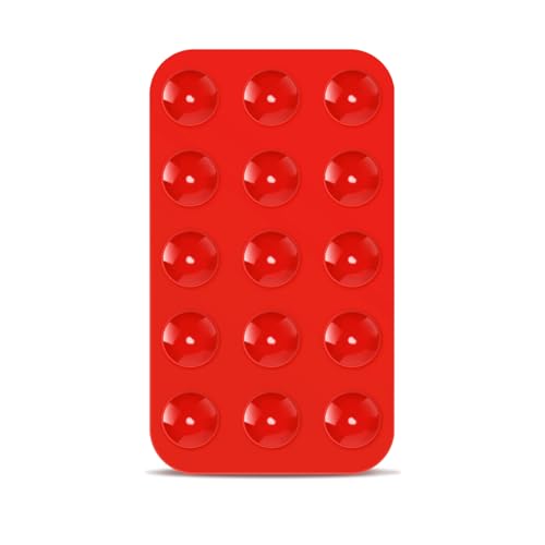 Silikon Saugnapf Handy, Doppelseitig Handy Saugnapf Halterung Telefonhalter mit Saugnapf Klebriger Griff Mehrzweck Handyhülle mit Saugnapf für Dusche Spiegel Auto Selfies (Rot) von lasuroa