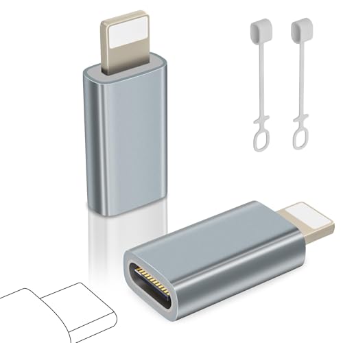 layajia USB C auf Lightning Adapter, Adapter USB C auf Lightning für iPhone 14/13/12/11/iPad/Airpads, Unterstützt Laden/Datensynchronisation, Nicht für Kopfhörer/Audio/OTG, Anti-Lost, 2 Stück, Grau layajia USB C auf Lightning Adapter, Adapter USB C auf Lightning für iPhone 14/13/12/11/iPad/Airpads, Unterstützt Laden/Datensynchronisation, Nicht für Kopfhörer/Audio/OTG, Anti-Lost, 2 Stück, Grau von layajia
