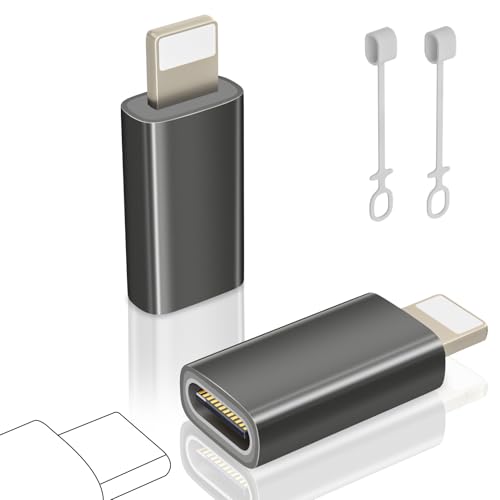 layajia USB C auf Lightning Adapter, Adapter USB C auf Lightning für iPhone 14/13/12/11/iPad/Airpads, Unterstützt Laden/Datensynchronisation, Nicht für Kopfhörer/Audio/OTG, Anti-Lost, 2 Stück, GunGrau layajia USB C auf Lightning Adapter, Adapter USB C auf Lightning für iPhone 14/13/12/11/iPad/Airpads, Unterstützt Laden/Datensynchronisation, Nicht für Kopfhörer/Audio/OTG, Anti-Lost, 2 Stück, GunGrau von layajia