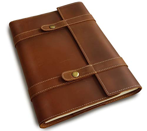 A4 nachfüllbares Leder-Tagebuch mit 20,3 x 27,9 cm liniertem Business-Notizbuch für Damen und Herren, großes Leder-Notizbuch, Spirale, 200 Seiten, handgefertigter Ledereinband, von Le Vent von le vent