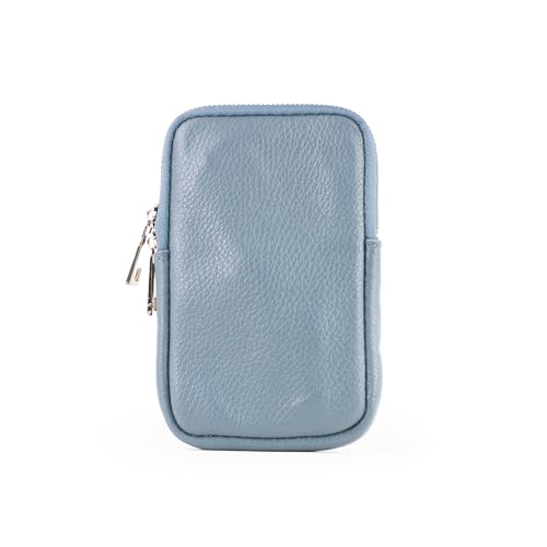 lePelou Leder Handytasche zum Umhängen, Handyhülle aus Leder, Schutzhülle für Smartphone, praktische Handy Umhängetasche aus Leder mit Schultergurt (Blau) von lePelou