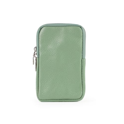 lePelou Leder Handytasche zum Umhängen, Handyhülle aus Leder, Schutzhülle für Smartphone, praktische Handy Umhängetasche aus Leder mit Schultergurt (Mint) von lePelou