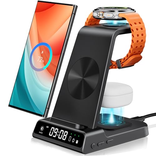 leQuiven Induktive Ladestation für Samsung, 3 in 1 Kabelloses Ladestation für Galaxy S24 Ultra/Z Fold 5/Z Flip 5/S23 Ultra/S23+, Watch Charger für Samsung Galaxy Watch 6/5 Pro/5/4/Buds 2/Pro von leQuiven