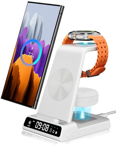 leQuiven Induktive Ladestation für Samsung, 3 in 1 Kabelloses Ladestation für Galaxy S24 Ultra/Z Fold 5/Z Flip 5/S23 Ultra/S23+, Watch Charger für Samsung Galaxy Watch 6/5 Pro/5/4/Buds 2/Pro von leQuiven