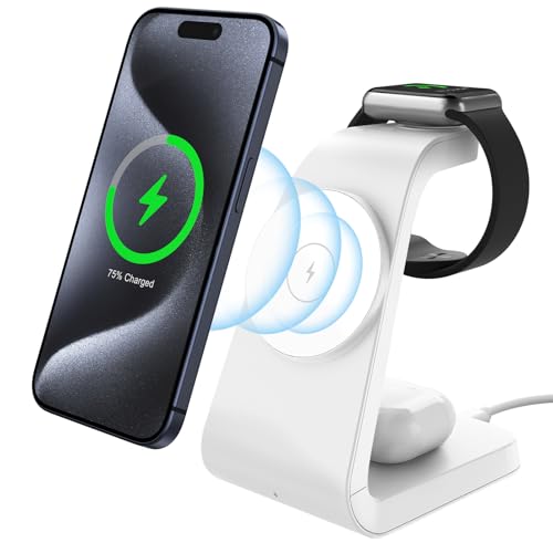 leQuiven Kabelloses Ladegerä für Apple, 3 in 1 Magnetic Wireless Charging Kompatibel mit iPhone 14 Pro/14 Pro Max/14, Watch Charger Stand für iWatch 8 7 6 5 4 3 2 SE/Air Pods Pro/1/2/3 von leQuiven