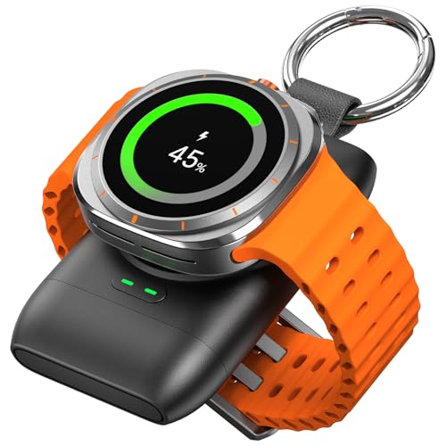 leQuiven Portable Watch Charger für Samsung Galaxy Watch 6/6 Classic/5/5Pro/4 Classic LTE/Watch 3 LTE/Active 3, 1400mAh Schlüsselanhänger Magnetisches Ladegerät für Samsung von leQuiven