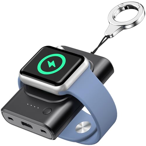 leQuiven Tragbares Apple Watch Ladegerät für iWatch 8/7/6/5/4/3/2/1/SE, 1800mAh Apple Watch Power Bank, Magnetisches Ladegerät Schlüsselanhänger Ladegerät, Apple Watch Series 7 Reiseladegerät von leQuiven