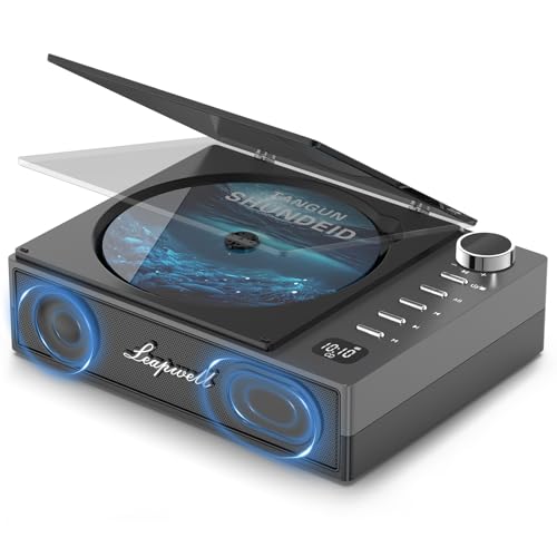 CD Player Tragbar, Leapwell Tragbarer CD Player Bluetooth mit Lautsprecher, Portable CD Player Kinder Klein mit Fernbedienung, CD Spieler Anti-Skip mit Kopfhörer Schwarz von leapwell