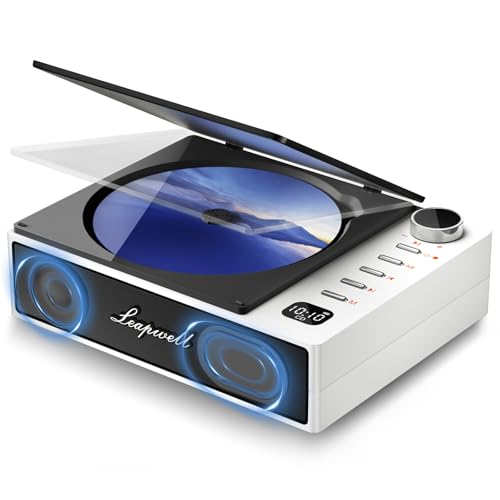 CD Player Tragbar, Leapwell Tragbarer CD Player Bluetooth mit Lautsprecher, Portable CD Player Kinder Klein mit Fernbedienung, CD Spieler Anti-Skip mit Kopfhörer Weiß von leapwell