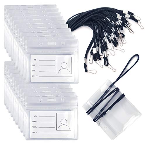 20Pcs AusweishüLle,Transparente Ausweishulle UmhäNgeband,Pvc Kartenhalter Mit 20 Lanyard, AusweishüLle Mit Band,Lanyard FüR Business Ausstellung Karten(Horizontal version) von Lechengjia