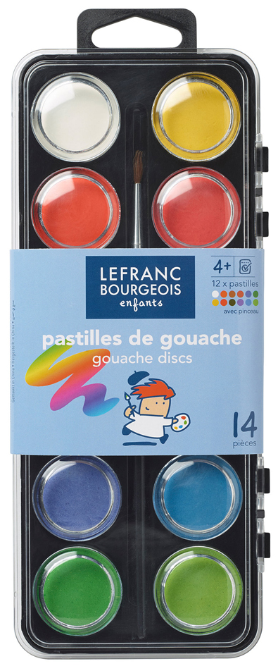 LEFRANC BOURGEOIS Deckfarbkasten, 12 Farben inkl. Pinsel von lefranc bourgeois