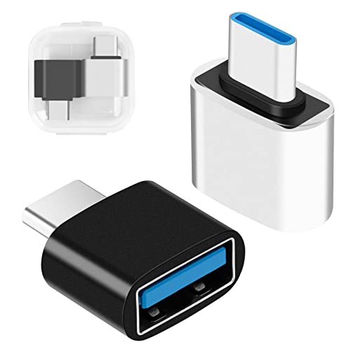 Adaptateur USB C à USB (Kit de 2 pièces), Type C Male to USB 3.0 Famale Adapter OTG adapté aux Type-C équipements ,MacBook Pro/Air, Google Chromebook Pixelbook, Galaxy , Google Pixel（ Noir et blanc） von leizhan