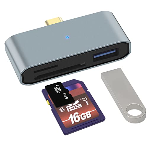 USB C zu SD/TF/USB3.0 Kartenleser, OTG Speicherkartenleser kompatibel mit Galaxy Tablets, Huawei MacBook Pro/Air, Chromebook von leizhan