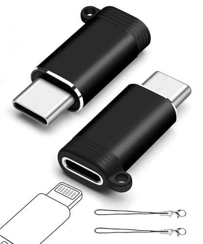 leizhan Lightning Buchse auf USB-C Stecker (2er-Pack), USB C Lightning Adapter, Datenübertragungsadapter für iPhone 16 und 15 Serie, MacBook Pro/Air, iPad, Nicht für Audio/OTG - Schwarz von leizhan