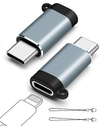 leizhan Lightning Buchse auf Typ-C Stecker Adapter (2 Pack), USB C Lightning Adapter, Datenübertragungsadapter für iPhone 16/15 Serie, MacBook Pro/Air, iPad, Nicht für Audio/OTG - Grau von leizhan