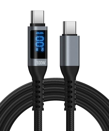 leizhan USB C auf USB-C Kabel 100W (2m), USB C Schnellladekabel mit LED-Anzeige für iPhone 16/15 Serie, MacBook Pro/Air, iPad, Galaxy S23/S22 von leizhan