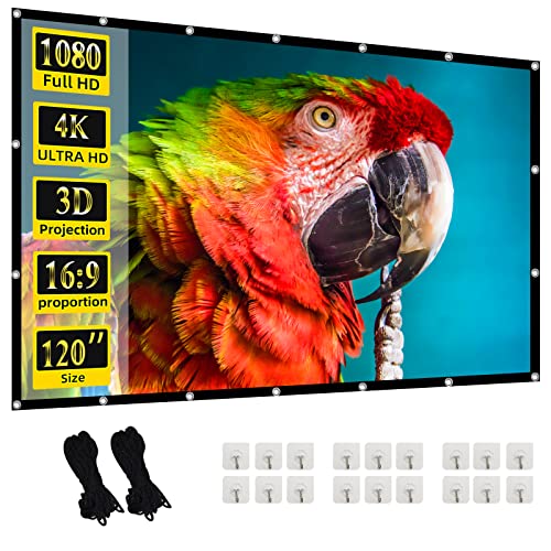 Beamer Leinwand,120 Zoll 16:9 HD Faltbarer Bildschirm für tragbare Anti Falten Projektionsfilme für Heimkino Außenunterstützung Doppelseitige Projektion 265x149cm von lejiada