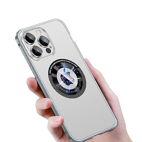 leleyo Handyhülle für iPhone 14 Pro Hülle kompatibel mit MagSafe, Dünne Schutzhülle Metall Bumper Case mit PC Cover und Kamera Schutz für iPhone 14 Pro 6.1" 2022 (Weiß) von leleyo