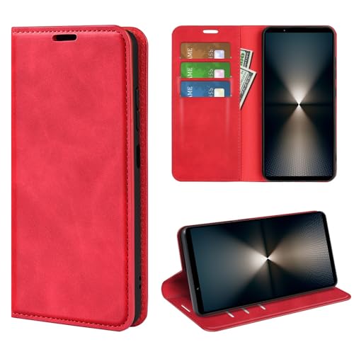 leleyo Hülle für Sony Xperia 1 VII handyhülle, Lederhülle Klappbar Flip Case, Magnet Kartenfach Standfunktion Klapphülle für Sony Xperia 1 VII,Rot leleyo Hülle für Sony Xperia 1 VII handyhülle, Lederhülle Klappbar Flip Case, Magnet Kartenfach Standfunktion Klapphülle für Sony Xperia 1 VII,Rot von leleyo