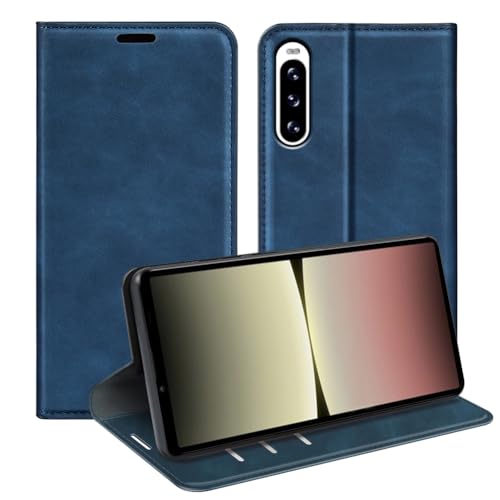 leleyo Hülle für Sony Xperia 10 V Handyhülle Magnet Kartenfach Standfunktion Klapphülle für Sony Xperia 10 V Klappbar Flip Case, Blau von leleyo