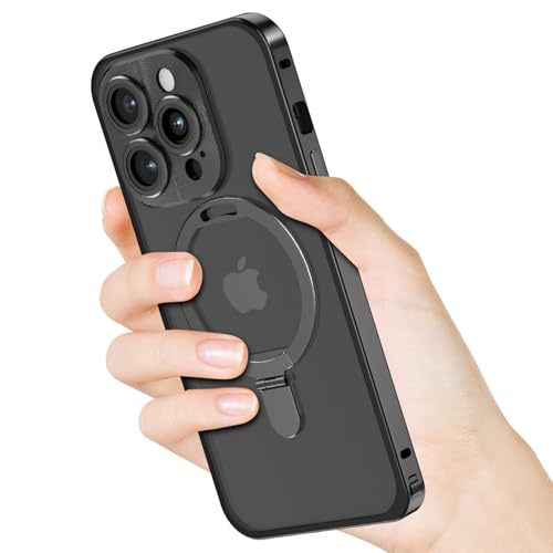 leleyo Handyhülle für iPhone 14 Pro Hülle Metall [kompatibel mit MagSafe Ständer], Metal Case mit Kamera Schutz und Transparente Matte Cover für iPhone 14 Pro 6.1" 2022 (Schwarz) von leleyo