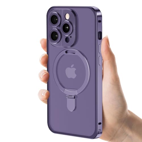 leleyo Handyhülle für iPhone 14 Pro Hülle Metall [kompatibel mit MagSafe Ständer], Metal Case mit Kamera Schutz und Transparente Matte Cover für iPhone 14 Pro 6.1" 2022 (Lila) von leleyo