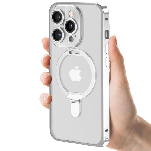 leleyo Handyhülle für iPhone 14 Pro Hülle Metall [kompatibel mit MagSafe Ständer], Metal Case mit Kamera Schutz und Transparente Matte Cover für iPhone 14 Pro 6.1" 2022 (Transparente) von leleyo
