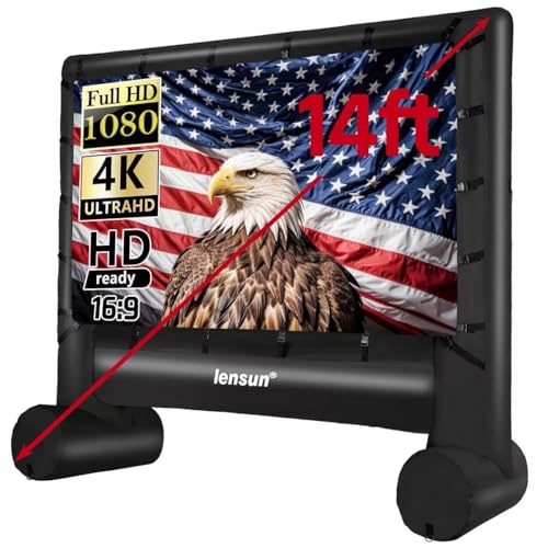 Pro Aufblasbarer Outdoor-Film-Projektor-Leinwand, 4,6 m, Outdoor-Projektionsleinwand, Mega-Projektor-Leinwand für Vorder- und Rückprojektion, inklusive Aufblasventilator, Bodenpfähle, Spanngurte und Pro Aufblasbarer Outdoor-Film-Projektor-Leinwand, 4,6 m, Outdoor-Projektionsleinwand, Mega-Projektor-Leinwand für Vorder- und Rückprojektion, inklusive Aufblasventilator, Bodenpfähle, Spanngurte und von lensun