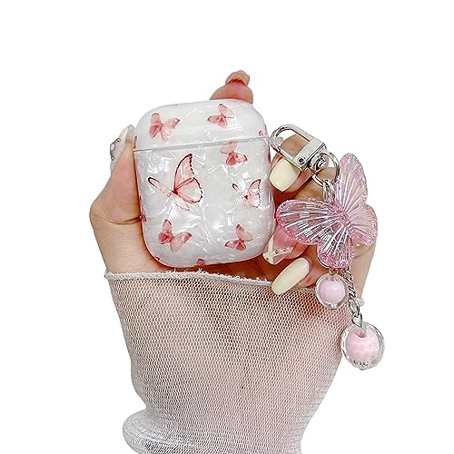 leobray Kompatibel mit AirPods 1 und 2 Hülle für Frauen und Mädchen, niedliches rosa Schmetterlings-Design, weiche TPU-Hülle mit Schlüsselanhänger, staubdicht, stoßfest, Schutzhülle für AirPods 1 und leobray Kompatibel mit AirPods 1 und 2 Hülle für Frauen und Mädchen, niedliches rosa Schmetterlings-Design, weiche TPU-Hülle mit Schlüsselanhänger, staubdicht, stoßfest, Schutzhülle für AirPods 1 und von leobray