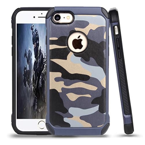 leobray Schutzhülle für iPhone 7 Plus/8 Plus, strapazierfähig, stoßfest, ultrahybrid, robust, Camouflage-Schutzhülle für iPhone 7 Plus/8 Plus, Blau von leobray