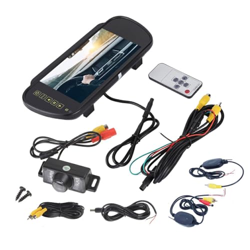 lerwliop ABS Wireless Auto Rückansicht Kit Monitor Spiegel Monitor 7 Spiegel Monitor IR Nachtsicht Rückfahrkamera HD Bildschirm von lerwliop