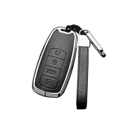 lerwliop Schutzhülle für Auto Schlüsselanhänger aus Zinklegierung, tragbar, galvanisiert, Fernbedienungsgehäuse für Kraftfahrzeuge, Silber schwarz, Typ 2 von lerwliop