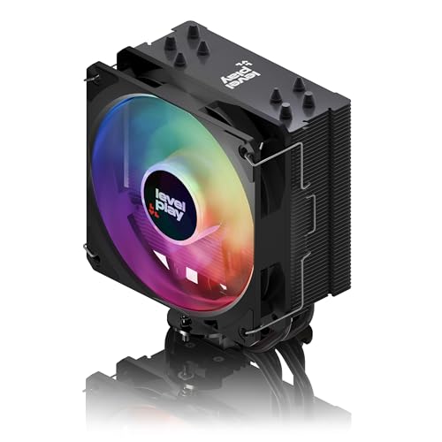 Levelplay Combat CA4 Luftkühler – TDP 200 W, 4 Direktkontakt-Heatpipes, kompakter Kühlkörper, 120 mm ARGB Gen 2 CF120-Lüfter (PWM), Push-Pull aufrüstbar, AMD- und Intel-CPU-Sockel-kompatibel – Schwarz von level play