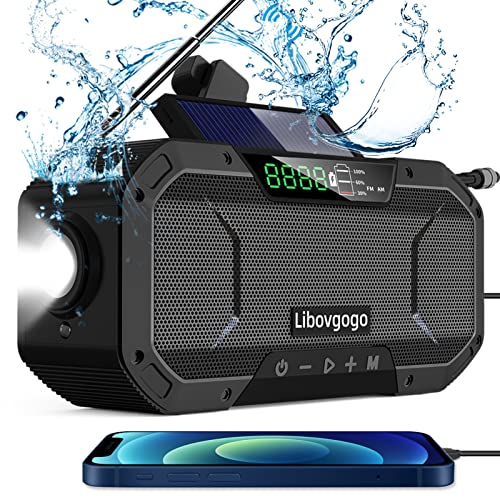 Libovgogo DF-580B Notfall-Radio Tragbares AM/UKW Solar-Kurbelradio mit Taschenlampe LED-Leselampe Solar-Panel 5000mAh Powerbank Outdoor Camping Dynamo-Radio von libovgogo