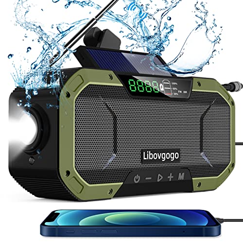 Libovgogo DF-580B Notfall-Radio Tragbares AM/UKW Solar-Kurbelradio mit Taschenlampe LED-Leselampe Solar-Panel 5000mAh Powerbank Outdoor Camping Dynamo-Radio von libovgogo