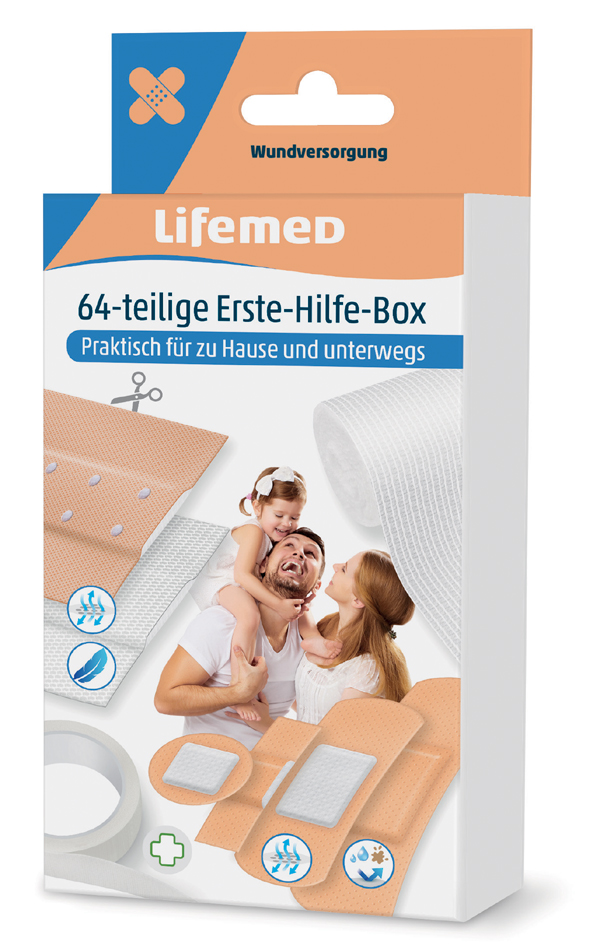 Lifemed Erste-Hilfe-Pflaster-Box, 64-teilig von lifemed