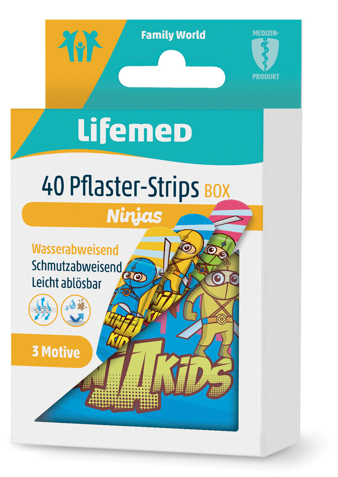 Lifemed Kinder-Pflaster-Strips , Ninjas, , 40er Metallbox von lifemed