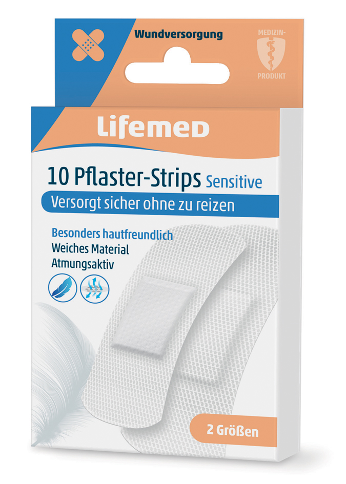 Lifemed Pflaster-Strips , Sensitive, , weiß, 10er von lifemed