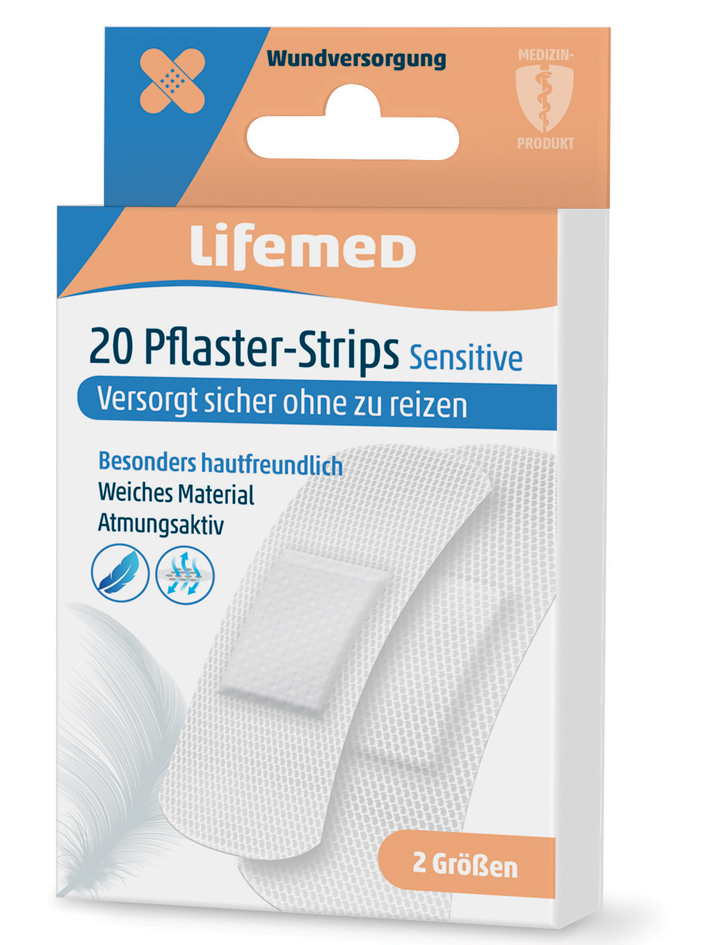 Lifemed Pflaster-Strips , Sensitive, , weiß, 20er von lifemed