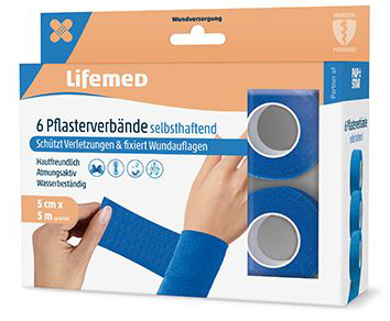 Lifemed Pflasterverband, selbsthaftend, blau, 6er von lifemed